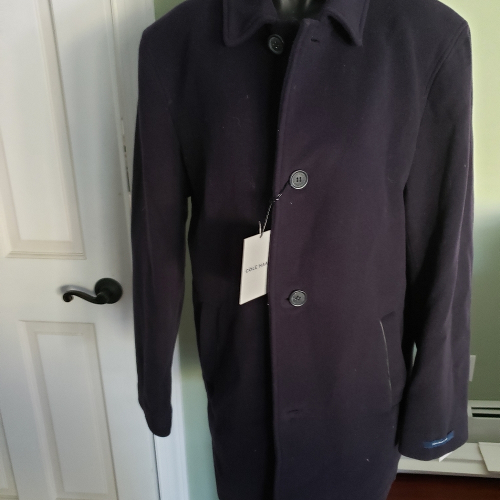 Brand New Men's Navy Button Down Cole Haan Coat - Picture 1 of 6